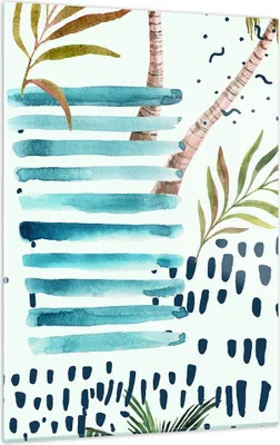 Produktbild von Bilder auf glas - Einteilig - Aquarell palme tropisch boot - 50x70cm - Glasbilder - Wandbilder - Bilder - Wanddekoration aus Glas - Glas Bilder - Wandbild auf Glas - GPA50x70-2956