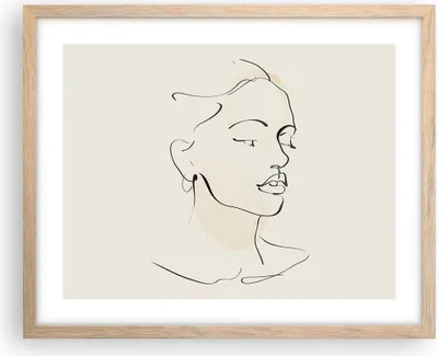 Produktbild von Gerahmtes Poster - Rahmen in heller Eiche - Frau Zeichnung Linie - 50x40 cm - Wand Bild - Wanddeko - Wandbilder - Kunstposter - Wandposter - Bilderrahmen - Bilder - Kunstdruck - P2NAA50x40-5046