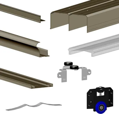 Produktbild von Schiebetürbeschlag SLID'UP 280, Laufschiene 300 cm, bronze für 3 Türen je 18 mm Türstärke, bis 50 kg,