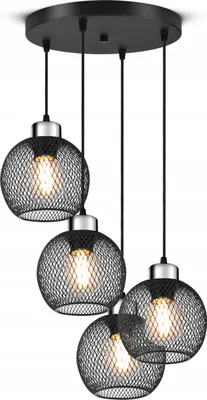 Produktbild von LUXOLAR - Deckenleuchte mit Netz 4 flammig, Hängelampe Loft Schwarz Metall E27 60 W - Deckenlampe für Wohnzimmer, Küchen - Loft Design