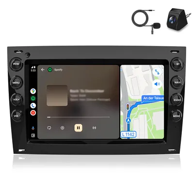 Immagine prodotto di 2+64 GB, 7", autoradio Android con CarPlay e telecamera di retromarcia per Renault Megane II (2003-2009), navigatore GPS, Wi-Fi, Bluetooth, USB, RDS, FM, DAB+, SWC