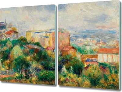 Produktbild von Coloray Herdabdeckplatte 2x40x52 cm Schneidebrett Kochplattenabdeckung Küchenbrett Hackbrett - Der Blick von Montmartre