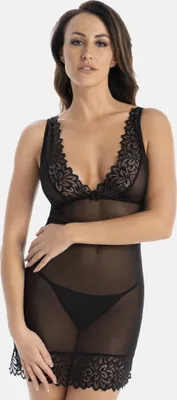 Zdjęcie produktu dla Teyli damska koszula nocna z koronkowym dekoltem Excellent Female 2128 czarny S/M
