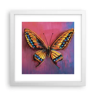 Produktbild von Gerahmtes Poster - Weißer Rahmen - Schmetterling bunt gemalt - 30x30 cm - Wand Bild - Wanddeko - Wandbilder - Kunstposter - Wandposter - Bilderrahmen - Bilder - Kunstdruck - P2WAC30x30-5012