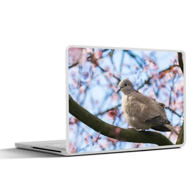 Produktbild von MuchoWow® Laptop Aufkleber Sticker Cover Vogel - Blumen - Taube - Blütenzweige - Rosa 31x22.5 cm - Laptop-Deko