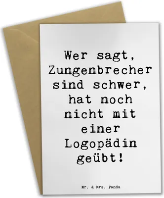 Produktbild von Mr. & Mrs. Panda valentinstagskarte Spruch Training mit Logopädin - Weiß - Geschenk, kreative Geschenke, Berufsprodukte, dankeskarten, Kommunikation, babykarte, Freude