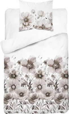Produktbild von Satin Bettwäsche 140x200 Beige Blumen