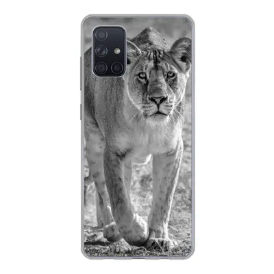 Produktbild von MuchoWow® Handyhülle Schutzhülle Hülle für Samsung Galaxy A51 5G Löwe - Schwarz - Weiß Silikon Softcase Handy Hülle - Abbildung