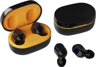 Produktbild von Kopfhörer Kabellos In-Ear kopfhörer Bluetooth mit Mic,Tastesteuerung,20 Stunden Spielzeit mit LED Anzeige,für Arbeit und Studium,Gelb