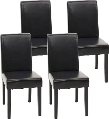 Produktbild von sada 4 židlí do jídelny Kuchyňská židle Littau s certifikátem Imitace kůže, černé tmavé nohy