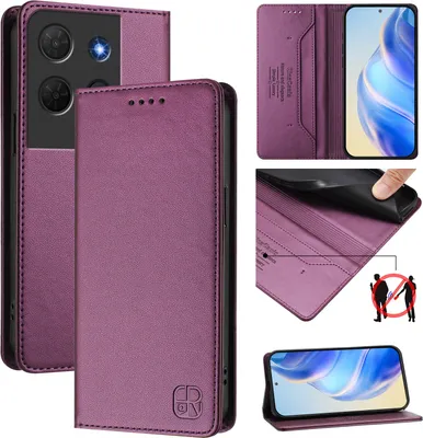 Immagine prodotto di Custodia in pelle per TCL 503, flip case con slot per carte, portafoglio e supporto Viola