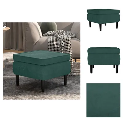 Immagine prodotto di vidaXL Sgabello con gambe in legno in velluto verde scuro - Sedie e sgabelli pieghevoli