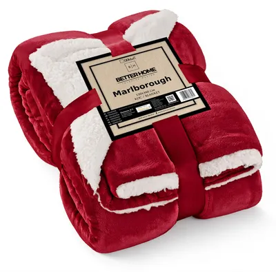 Produktbild von DOMAREX Warme Sherpa Plaid Decke doppelseitig rot 150x200