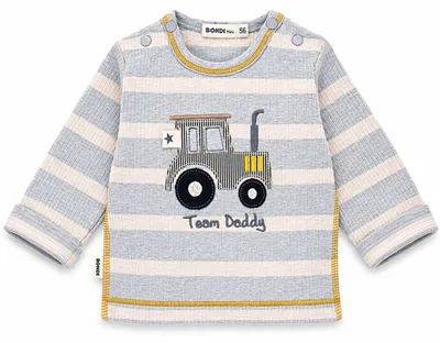 Produktbild von BONDI Baby Jungen Langarmshirt "Team Daddy" 94051 | Stripe Grey/Beige Größe: 62