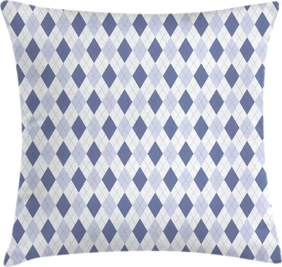 Zdjęcie produktu dla ABAKUHAUS Poszewka na poduszkę Argyle, rytmiczne motywy rombów ułożone po przekątnej na jednolitym tle, 50 x 50 cm, biało-ciemnoniebieska Ceil