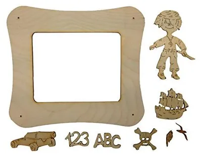 Bastelset Stundenplan Pirat, 10-teilig, Holz, 32x22x11 cm