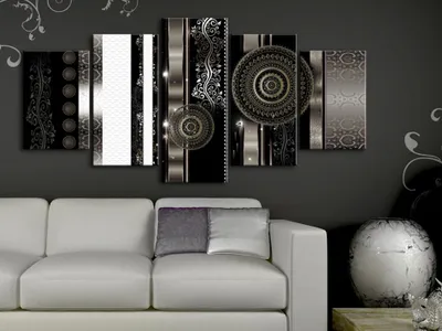 Produktbild von Akustikbild Abstrakt 200x100 cm Bilder Akustikschaum Hochleistungsschallabsorber Schallschutz Leinwand 5 tlg Wandbild Raumakustik Schalldämmung 020101-229