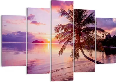 Produktbild von Bild auf Leinwand - Leinwandbild - Strand Meer Palme - 150x100cm - Wand Bild - Wanddeko - Leinwanddruck - Bilder - Kunstdruck - Wanddekoration - Leinwand bilder - Wandkunst - EA150x100-3912