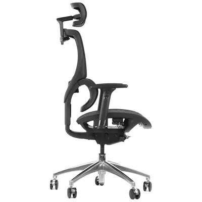 Zdjęcie produktu dla Biurowe ergonomiczne krzesło obrotowe ErgoNew S1A, podstawa aluminiowa, regulowane podłokietniki, zagłówek, regulowane siedzisko i oparcie z siatki, kolor czarny