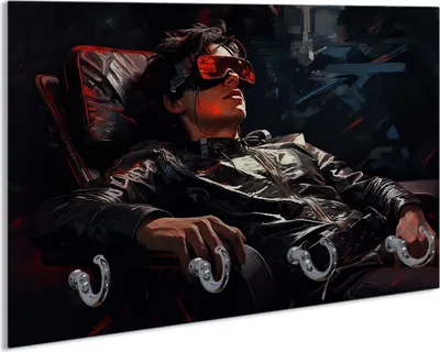 Produktbild von Wallario Schlüsselbrett aus Glas, Motiv: Cyberpunk-Trance, 30 x 20 cm mit 4 Haken