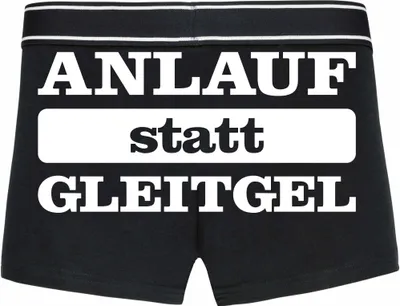 Produktbild von Boxershorts - Mann - Boxer-0039-man-black-h-S - schwarz - S - hinten - Anlauf statt Gleitgel - lustiges Motiv - Spruch - Unterwäsche - Unterhose - Freizeit - lustig