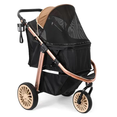 Produktbild von DAISTERN Hundebuggy Klappbarer Hundewagen mit Hinterradbremsen Verstellbarer Sicherheitsleine & Netzfenstern Tierwagen für große Hunde