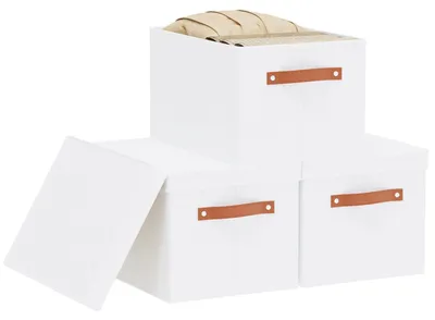 Obrázok produktu pre Sada 3 úložných boxov s vekom – dekoratívne organizéry do vášho domova