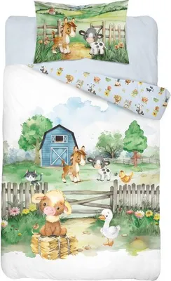 Zdjęcie produktu dla DETEXPOL Pościel do łóżeczka bawełniana, 3D Farm blue 100/135, 40/60 cm