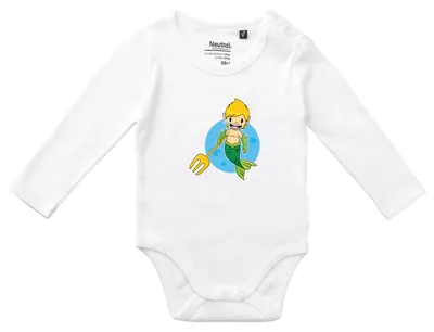 Produktbild von Huuraa Baby Body Wassermann Fabelwesen 80 White  Baumwolle Fairtrade Langarmbody Geschenkidee