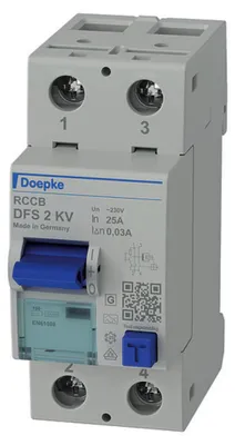 Produktbild von Doepke Fehlerstromschutzschalter DFS 2 025-2/0,03-A KV, 2-polig, Typ A 09124609