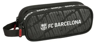 Image de F. C. Barcelona Trousse double pour enfants, idéale pour les enfants en âge scolaire, pratique et polyvalente, qualité et résistance, 21 x 6 x 8 cm