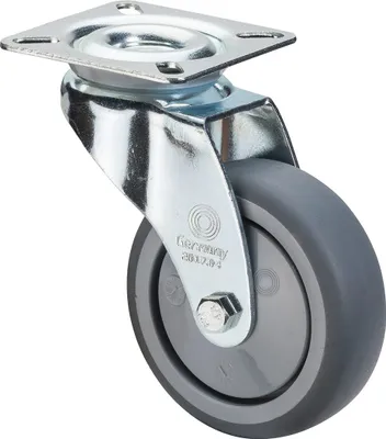 Produktbild von Lenkrolle Rad-Ø 75 mm Tragfähigkeit 60 kg mit Anschraubplatte Gummi grau
