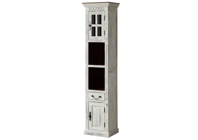 Image de MASSIVMOEBEL24 | Armoire  44x35x188 en bois de manguier / acacia blanc ciré CASTLE-ANTIK #110