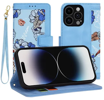Produktbild von Techsuit FlipCraft Book Wallet Klapphülle mit Kabel für Apple iPhone 14 Pro - Vibrant Blue