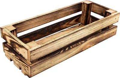 A wooden crate is shown against a white background.