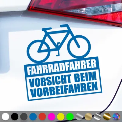 Produktbild von PantherPixel Fahrradfahrer Aufkleber Vorsicht Beim Vorbeifahren Sticker Auto Geschenkidee Farbe Blau
