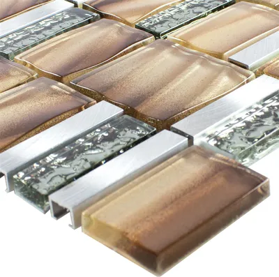 Produktbild von Glas Metall Mosaikfliesen Union Braun Silber