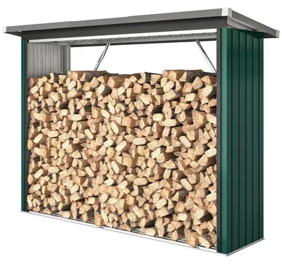 Productafbeelding van Outsunny, buitenopslag voor hout, staal, 213 x 66,5 x 150 cm, verhoogd rek voor brandhout