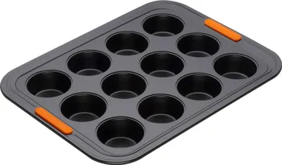 Produktbild von Muffinform - antihaftbeschichtet - 1 Stück - schwarz - Kohlenstoffstahl - 30,3 x 22,7 x 2,84 cm