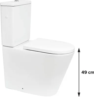 Produktbild von SAT Brevis Stand-WC Kombi-WC Set Toilette Spülkasten spülrandlos mit erhöhter Sitzfläche 49 cm SoftClose WC-Sitz, weiß