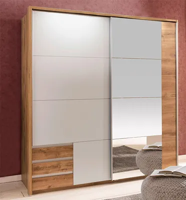Immagine prodotto di Armadio ad ante scorrevoli Emden a 2 ante in rovere / bianco 180 cm