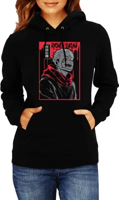 Produktbild von Damen Kapuzenpullover Japan Anime Manga Jujutsu Anime Manga Kaisen Kaisen 02 Kaisen Ninja, Lady 2XL / Schwarz