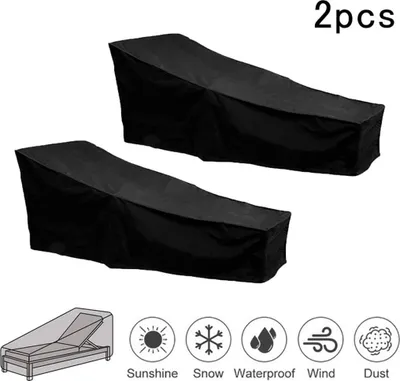 Obrázok produktu pre Kryt na záhradné lehátko, ochranný kryt na lehátko, vodeodolný, odolný proti roztrhnutiu, (210 x 75 x 40 x 80 cm, 2 kusy).