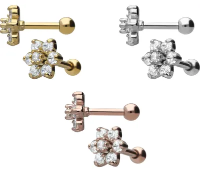 Produktbild von Ohrpiercing Chirurgenstahl Ohrpiercing KRISTALLBLUME