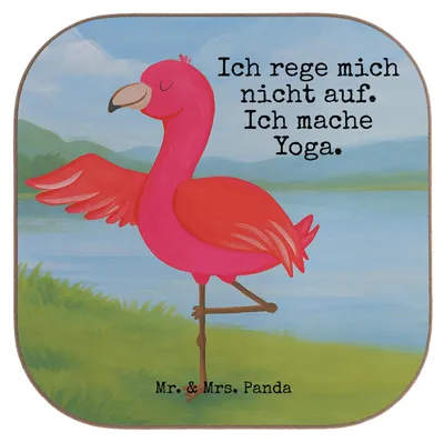 Produktbild von Mr. & Mrs. Panda Untersetzer Tasse Flamingo Yoga Design - Weiß - Geschenk, Namaste, Baum, Gläser, für, Aufgeregt, Tassenuntersetzer, Vogel, Rosa, Coaster, Yogi, Glas