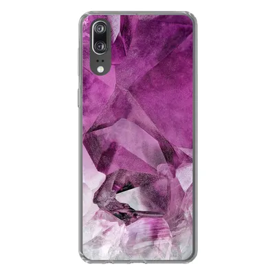 Produktbild von MuchoWow® Handyhülle Schutzhülle Hülle für Huawei P20 Kristall - Naturstein - Luxus Silikon Softcase Handy Hülle - Hardcover