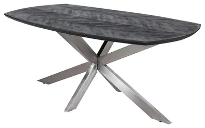 Produktbild von home24 Esstisch - Mango massiv / Edelstahl - Schwarz / Silber