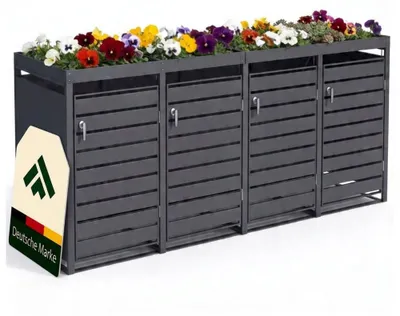 Obrázok produktu pre Kryt na kontajnery NovaTerra so 4 dverami a strechou so zeleňou, Š260 × H80 × V124 cm NVT056