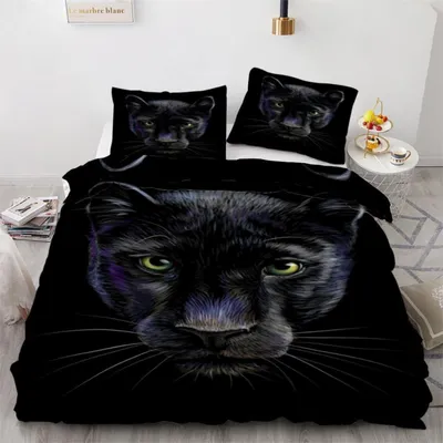 Produktbild von Bettwäsche-Set 200x200 cm 3-teilig Mikrofaser Leopard 3D Motiv mit Reißverschluss