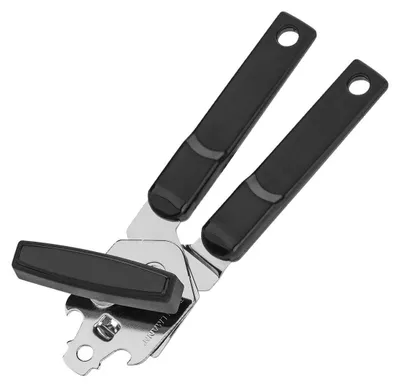 Manueller Dosenöffner 19 cm, Kunststoff, schwarz/silber